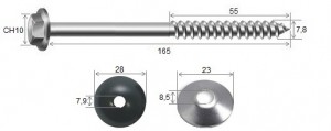 Parafuso Telha + Arruelas 5/16 x 165 Galvanizado Fogo - 10 peas